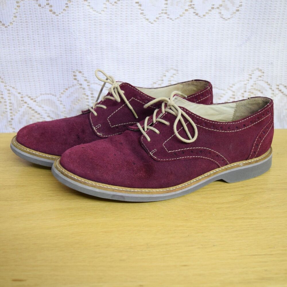 Halogen Nordstrom Size 9B Women's Leather Suede Oxford Dress Shoes Burgundy